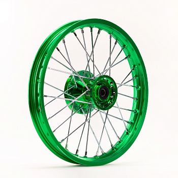 Обод колеса для питбайка передний 1.4х14" ступица CNC алюминий зеленый